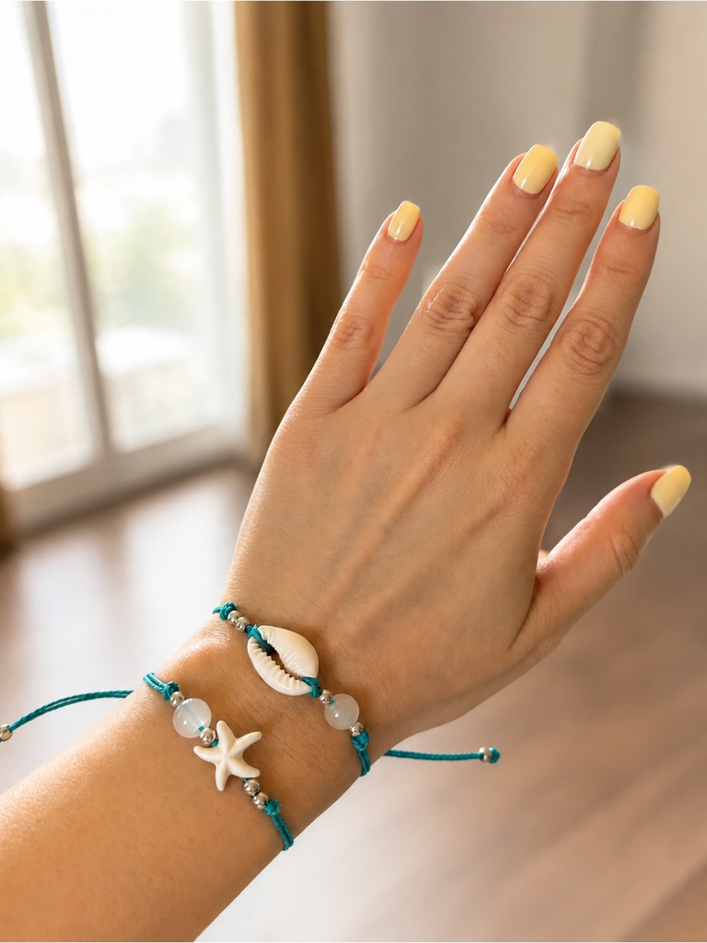 Turquoise Shell & Starfish Adjustable Bracelet Set - Picture 4 of 4